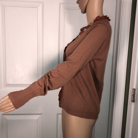 J. Crew Brown Wool/Silk Cardigan M - Picture 4 of 6